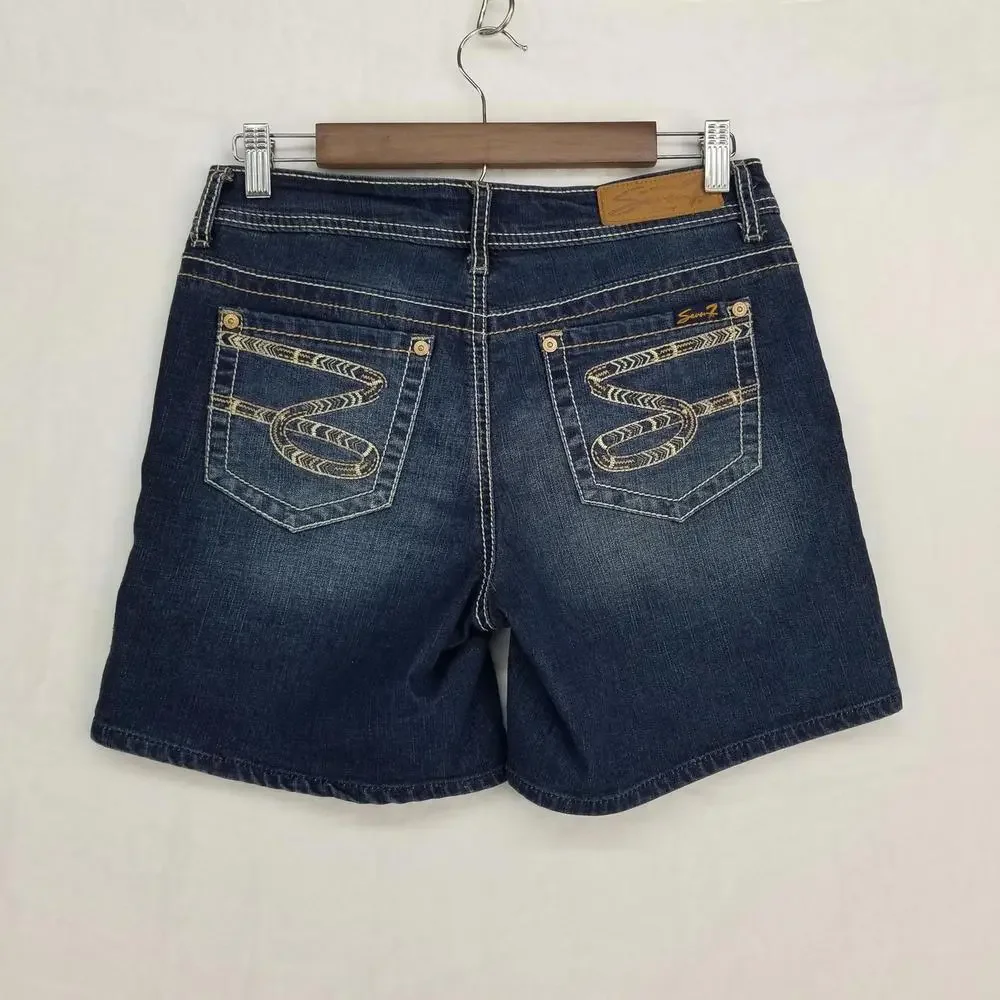 Seven 7 Denim Jean Shorts 6 Dark Wash‎ Blue Like New